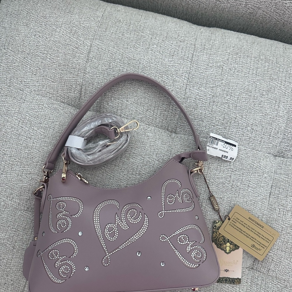 Love Embellished Brangio Italy Mauve  Handbag